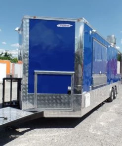 8.5' x 24' Concession Food Trailer Blue BBQ Event Catering -Cheap Concession Trailers Shop sam 7453