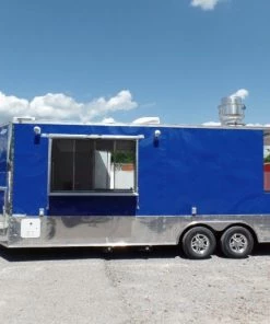 8.5' x 24' Concession Food Trailer Blue BBQ Event Catering -Cheap Concession Trailers Shop sam 7459