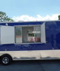 8.5' x 24' Concession Food Trailer Blue BBQ Event Catering -Cheap Concession Trailers Shop sam 7460