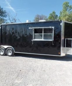 8.5' x 26' Black Porch Style Concession Trailer -Cheap Concession Trailers Shop sam 7668