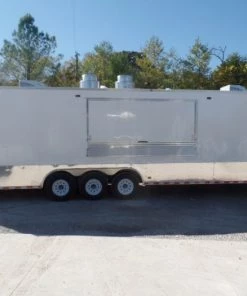 8.5' x 32' White Fully Enclosed Food Concession Trailer