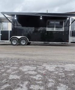 8.5' x 26' Black Porch Style Concession Food Trailer With Appliances 62 8.5' x 26' Black Porch Style Concession Food Trailer With Appliances -Cheap Concession Trailers Shop sam 7877