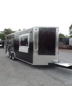 8.5' x 22' Concession Food Trailer Black BBQ Event -Cheap Concession Trailers Shop sam 7982