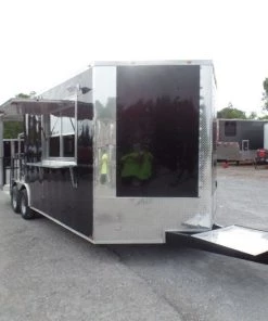 8.5' x 22' Concession Food Trailer Black BBQ Event -Cheap Concession Trailers Shop sam 7988
