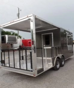 8.5' x 22' Concession Trailer Charcoal Grey BBQ Food -Cheap Concession Trailers Shop sam 8013