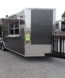 8.5' x 22' Concession Trailer Charcoal Grey BBQ Food -Cheap Concession Trailers Shop sam 8017