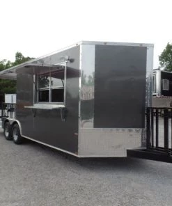 8.5' x 22' Concession Trailer Charcoal Grey BBQ Food -Cheap Concession Trailers Shop sam 8018