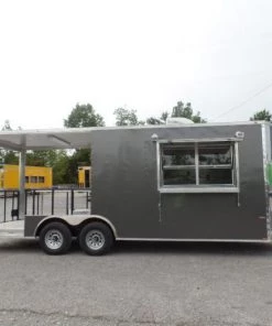 8.5' x 22' Concession Trailer Charcoal Grey BBQ Food -Cheap Concession Trailers Shop sam 8019