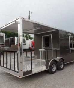 8.5' x 22' Concession Trailer Charcoal Grey BBQ Food -Cheap Concession Trailers Shop sam 8020