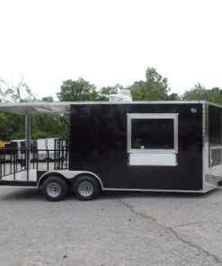 8.5' x 20' Concession Food Trailer Black BBQ Event -Cheap Concession Trailers Shop sam 8042