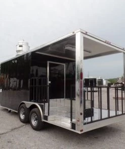 8.5' x 20' Concession Food Trailer Black BBQ Event -Cheap Concession Trailers Shop sam 8044