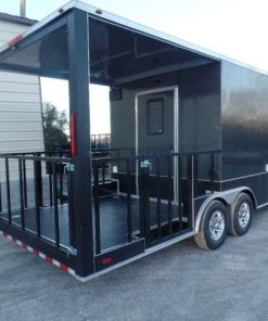 8.5' x 22' Charcoal Grey Porch Style Concession Food Trailer With Appliances -Cheap Concession Trailers Shop sam 8053 1