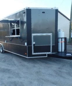 8.5' x 22' Charcoal Grey Porch Style Concession Food Trailer With Appliances -Cheap Concession Trailers Shop sam 8054 1