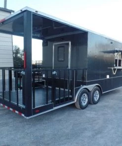 8.5' x 22' Charcoal Grey Porch Style Concession Food Trailer With Appliances -Cheap Concession Trailers Shop sam 8056 1