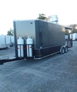 8.5' x 22' Charcoal Grey Porch Style Concession Food Trailer With Appliances -Cheap Concession Trailers Shop sam 8061 1