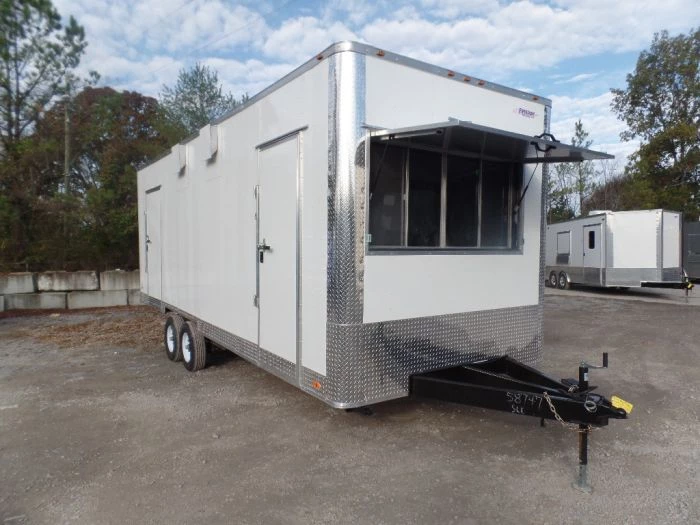 8.5' x 24' White Deck Over Concession Food Trailer 1 8.5' x 24' White Deck Over Concession Food Trailer