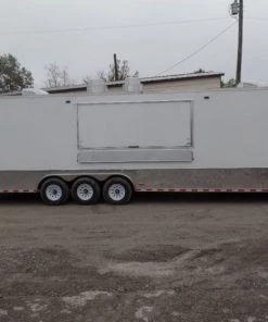 8.5' x 32' White Food Concession Trailer With Appliances -Cheap Concession Trailers Shop sam 8432 1