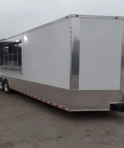 8.5' x 32' White Food Concession Trailer With Appliances -Cheap Concession Trailers Shop sam 8434 1