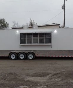 8.5' x 32' White Food Concession Trailer With Appliances