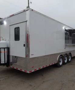 8.5' x 32' White Food Concession Trailer With Appliances -Cheap Concession Trailers Shop sam 8436 1