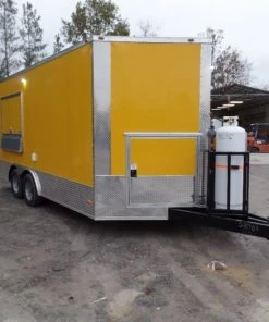 8.5' x 16' Yellow Concession Food Trailer With Appliances -Cheap Concession Trailers Shop sam 8499 1