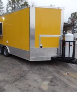 8.5' x 16' Yellow Concession Food Trailer With Appliances -Cheap Concession Trailers Shop sam 8504 1
