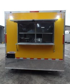 8.5' x 16' Yellow Concession Food Trailer With Appliances -Cheap Concession Trailers Shop sam 8507 1
