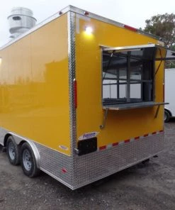 8.5' x 16' Yellow Concession Food Trailer With Appliances -Cheap Concession Trailers Shop sam 8508 1