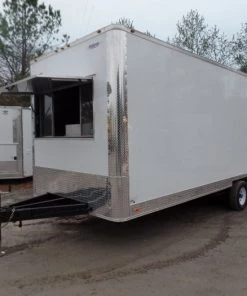 8.5' x 24' White Deck Over Concession Food Trailer With Appliances