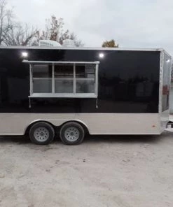 Cheap Concession Trailers Shop 38 8.5' x 16' Black Catering Concession Food Trailer With Appliances