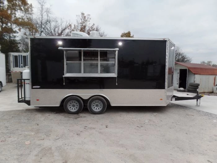 8.5' x 16' Black Catering Concession Food Trailer With Appliances 1 8.5' x 16' Black Catering Concession Food Trailer With Appliances