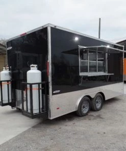 8.5' x 16' Black Catering Concession Food Trailer With Appliances 50 8.5' x 16' Black Catering Concession Food Trailer With Appliances -Cheap Concession Trailers Shop sam 8798 1
