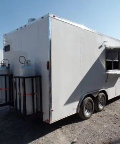 8.5' x 16' White Concession Food Trailer With Appliances -Cheap Concession Trailers Shop sam 8890 1