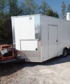 8.5' x 16' White Concession Food Trailer With Appliances -Cheap Concession Trailers Shop sam 8895 1