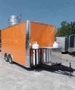 8.5' x 16' Concession Food Trailer Orange With Appliances -Cheap Concession Trailers Shop sam 8906
