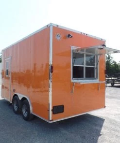8.5' x 16' Concession Food Trailer Orange With Appliances -Cheap Concession Trailers Shop sam 8908