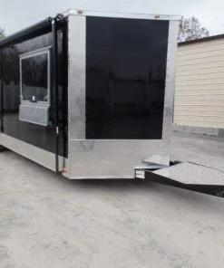 8.5' x 24' Black Porch Style Concession Food Trailer -Cheap Concession Trailers Shop sam 9202 1