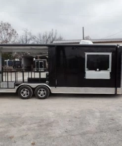 8.5' x 24' Black Porch Style Concession Food Trailer -Cheap Concession Trailers Shop sam 9203 1