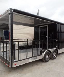 8.5' x 24' Black Porch Style Concession Food Trailer -Cheap Concession Trailers Shop sam 9204 1