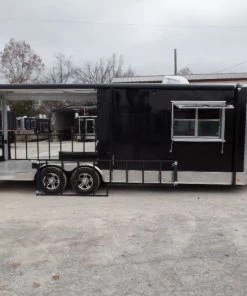 8.5' x 24' Black Porch Style Concession Food Trailer -Cheap Concession Trailers Shop sam 9207 1