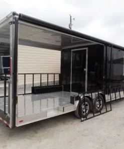 8.5' x 24' Black Porch Style Concession Food Trailer -Cheap Concession Trailers Shop sam 9208 1