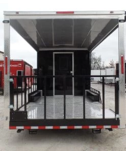 8.5' x 24' Black Porch Style Concession Food Trailer -Cheap Concession Trailers Shop sam 9209 1