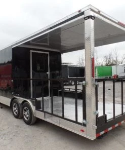8.5' x 24' Black Porch Style Concession Food Trailer -Cheap Concession Trailers Shop sam 9210 1