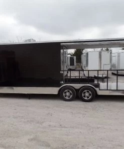 8.5' x 24' Black Porch Style Concession Food Trailer -Cheap Concession Trailers Shop sam 9211 1