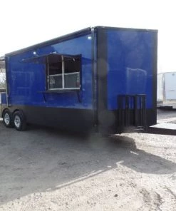8.5' x 22' Cobalt Blue Porch Style Concession Food Trailer