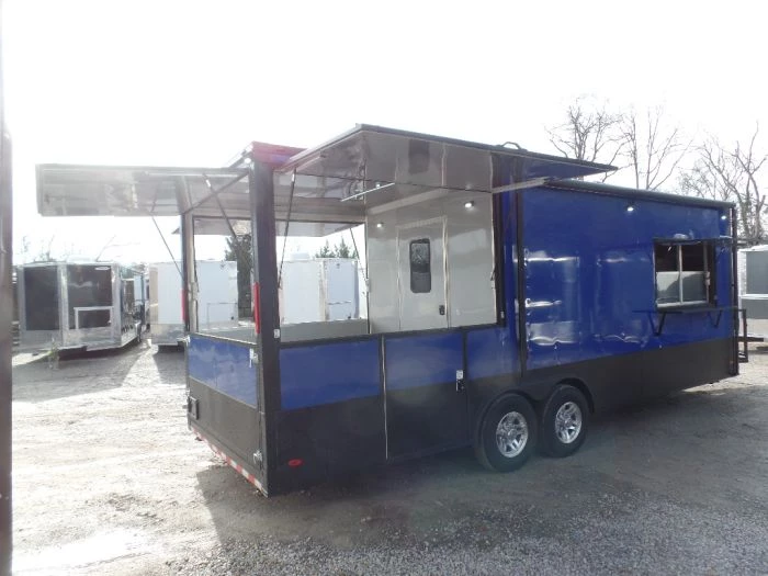 8.5' x 22' Cobalt Blue Porch Style Concession Food Trailer 31 8.5' x 22' Cobalt Blue Porch Style Concession Food Trailer - Image 31