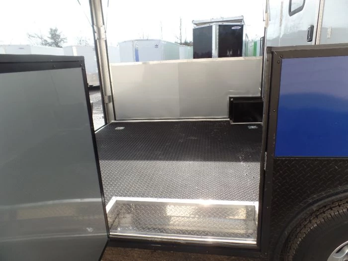 8.5' x 22' Cobalt Blue Porch Style Concession Food Trailer 3 8.5' x 22' Cobalt Blue Porch Style Concession Food Trailer - Image 3