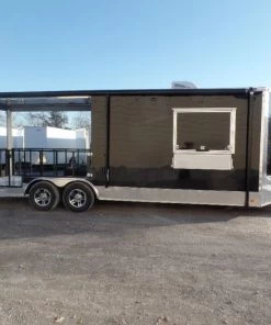 8.5' x 24' Black Porch Style Concession Food Trailer With Appliances 60 8.5' x 24' Black Porch Style Concession Food Trailer With Appliances -Cheap Concession Trailers Shop sam 9335