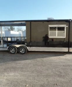8.5' x 24' Black Porch Style Concession Food Trailer With Appliances