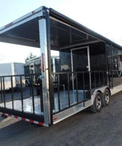 8.5' x 24' Black Porch Style Concession Food Trailer With Appliances 39 8.5' x 24' Black Porch Style Concession Food Trailer With Appliances -Cheap Concession Trailers Shop sam 9339